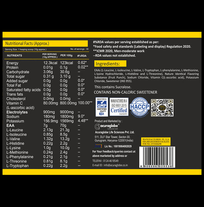 Acuraglobe Morcare-P Nutrition EAA Powder Fruit Punch