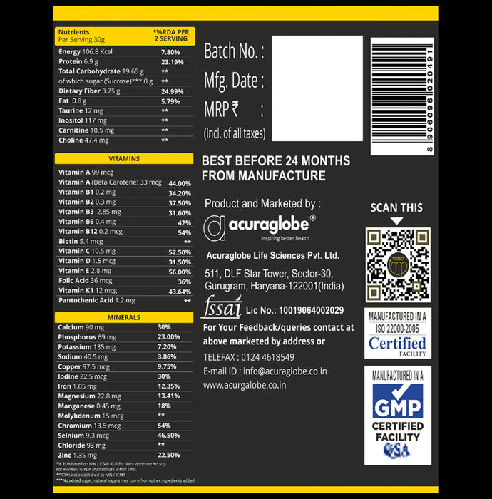 Acuraglobe Morcare-P Nutritional Supplement for Pre-Diabetic & Diabetes Vanilla