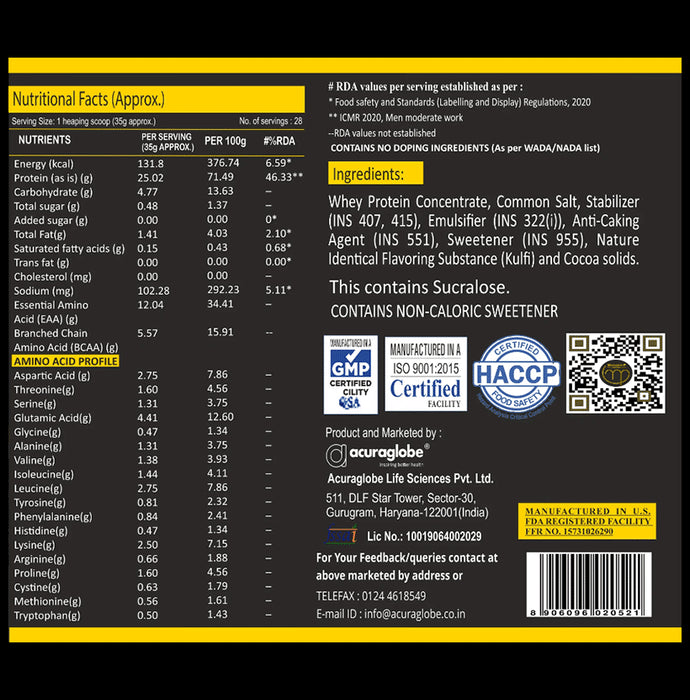 Acuraglobe Morcare-P Whey Protein Concentrate Powder Kulfi