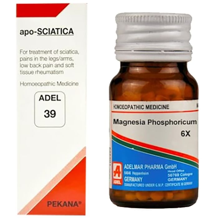 ADEL Anti Sciatica Combo Pack of ADEL 39 Apo-Sciatica Drop 20ml & Magnesia Phosphoricum 20gm Biochemic Tablet 6X - Classic Derma