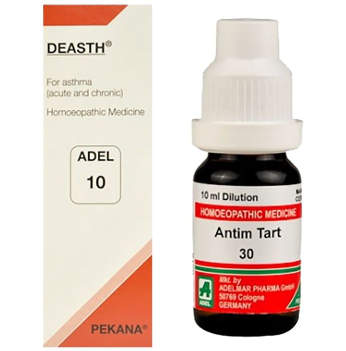 ADEL Asthma Care Combo Pack of 10 Deasth Drop 20ml & Antimonium Tartaricum Dilution 30CH 10ml - Classic Derma