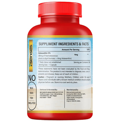 7Senses Astaxanthin 4mg Vegetarian Capsule (60 Each)