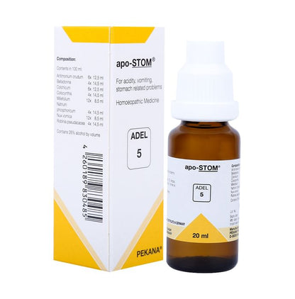 ADEL Stomach Care Combo Pack of ADEL 5 Apo-Stom Drop 20ml & Lycopodium Clavatum Dilution 200 CH 10ml