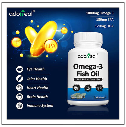 Adorreal Omega-3 Fish Oil EPA 180 + DHA 120 Softgels