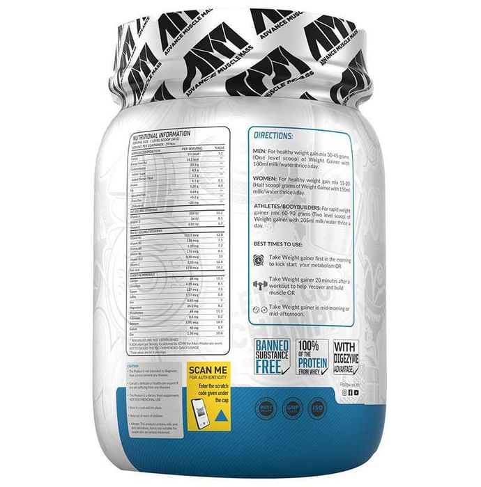 Advance MuscleMass Weight Gainer Powder Vanilla Cream