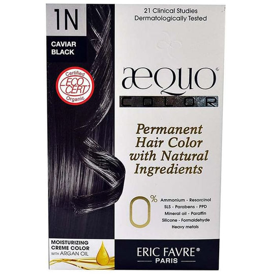 Aequo Permanent Hair Color with Natural Ingreidents Caviar Black 1N - Classic Derma