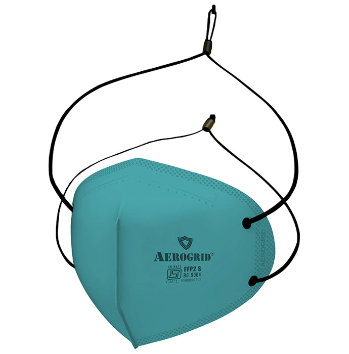 Aerogrid FFP2 BIS Certified 5 Layer N95 Mask Green with Adjustable Black Head Loop - Classic Derma