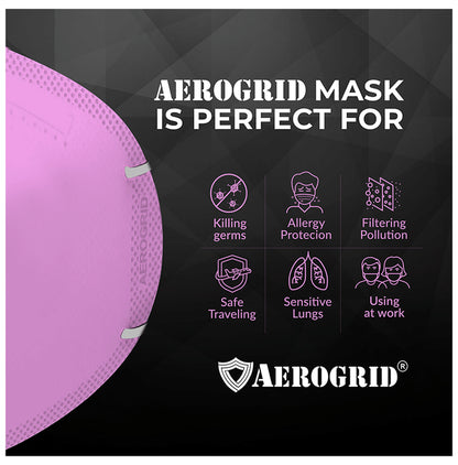 Aerogrid FFP2 BIS Certified 5 Layer N95 Mask Pink with Adjustable White Head Loop