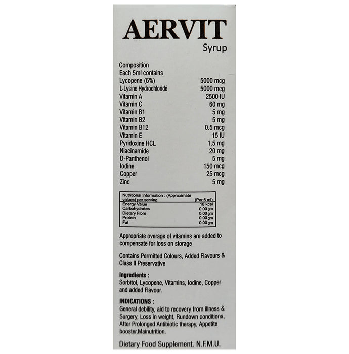 Aervit Syrup Mixed Fruit Sugar Free