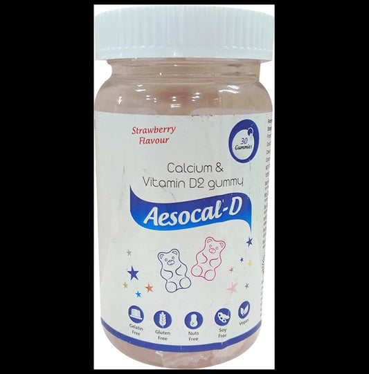 Aesocal-D Calcium & Vitamin D2 Gummies Strawberry - Classic Derma