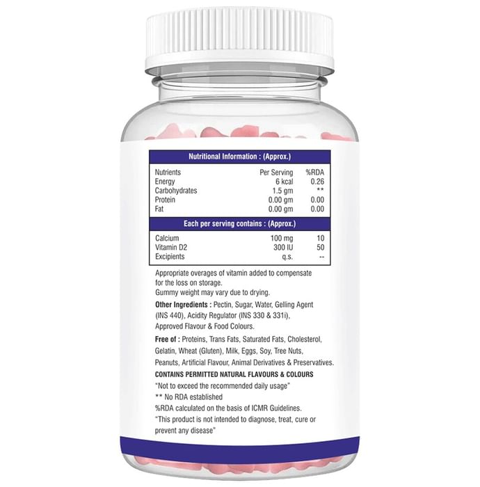 Aesthetic Softcaps Aesocal-D Calcium & Vitamin D2 Gummies Strawberry No Added Sugar