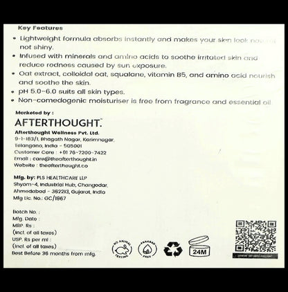 Afterthought Vitamin B5 10% Moisturiser