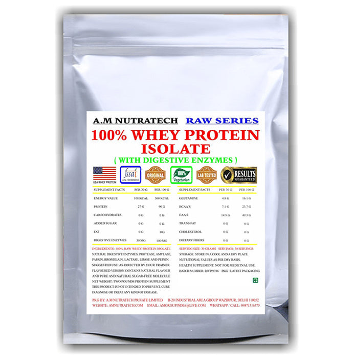 A.M Nutratech 100% Whey Protein Isolate Digestive Enzymes - Classic Derma