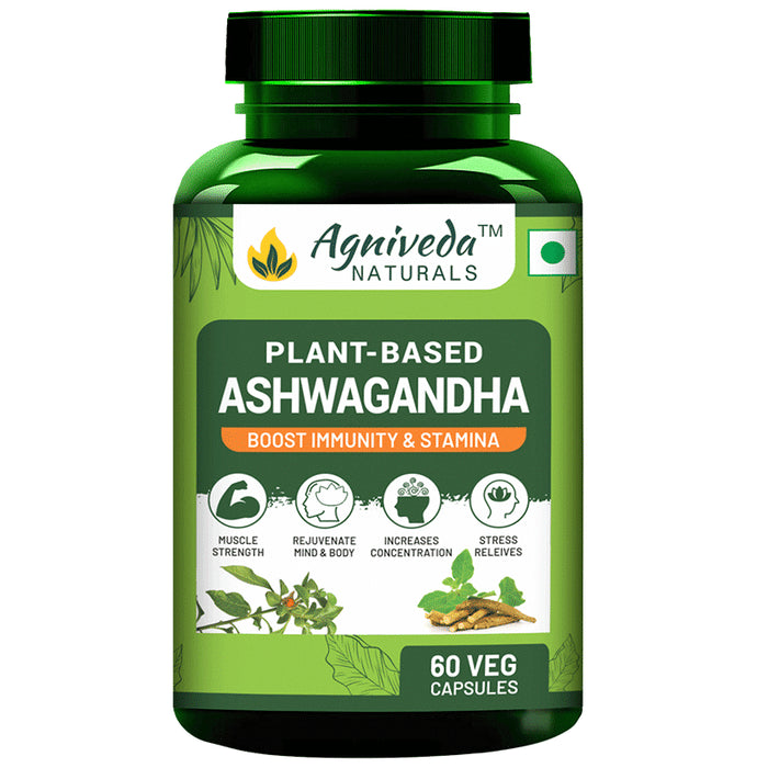 Agniveda Naturals Plant-Based Ashwagandha Veg Capsules - Classic Derma