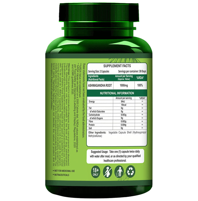 Agniveda Naturals Plant-Based Ashwagandha Veg Capsules