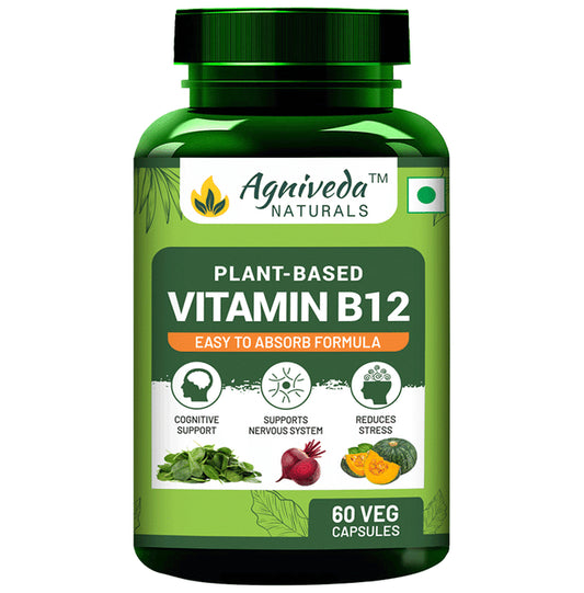 Agniveda Naturals Plant-Based Vitamin B12 Veg Capsules - Classic Derma