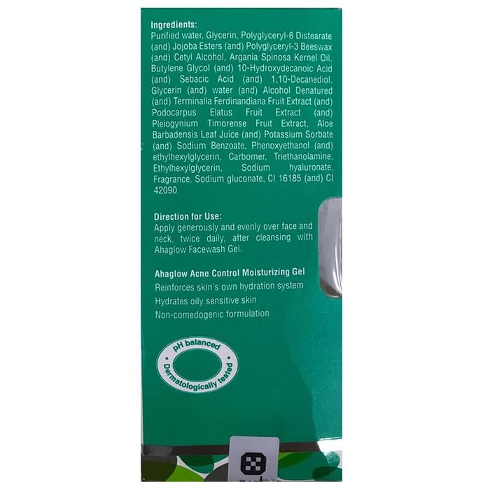 Ahaglow Acne Control Moisturizing Gel foe Acne Breakouts | Paraben-Free