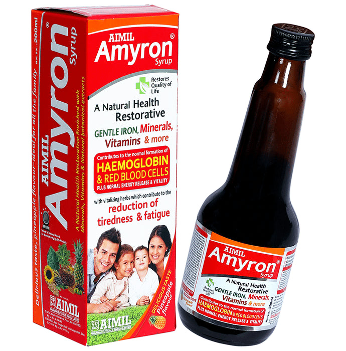 Aimil Amyron Syrup | Promotes Haemoglobin Formation, Reduces Tiredness & Fatigue