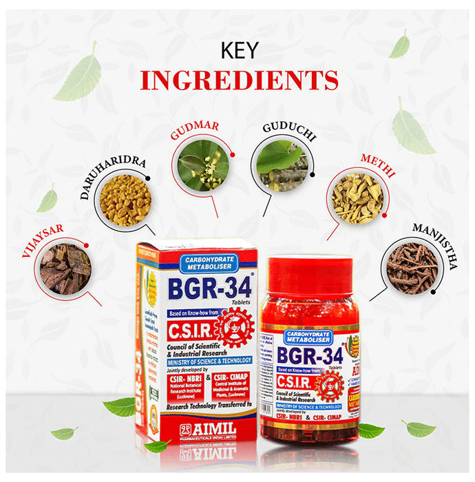 Aimil Bgr 34 Tablet Carbohydrate Metaboliser R&D by CSIR (100 Each)