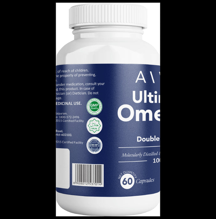 AIWO Ultimate Omega 3 Double Strength Fish Oil 1000mg for Heart Health | Capsule