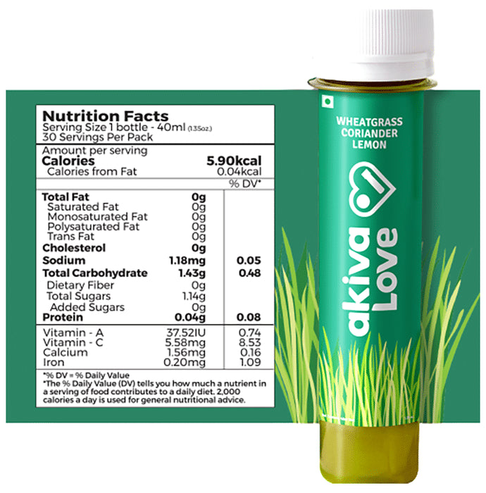 Akiva Wheatgrass Lemon Coriander Drink (40ml Each)
