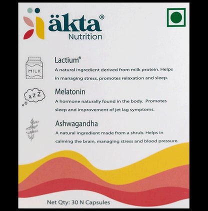 Akta Nutrition Bye-Bye Stress Adults Capsule | Stress Relief | Stress Buster | Anxiety Relief | Ashwagandha | Stress Reliver