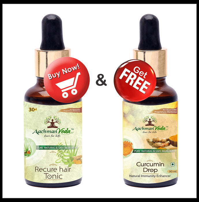 Aachman Veda Recure Hair Tonic with Aachman Veda Curcumin Drop 30ml Free