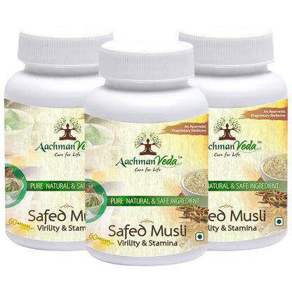Aachman Veda Safed Musli Virility & Stamina Capsule 500mg (60 Each) - Classic Derma