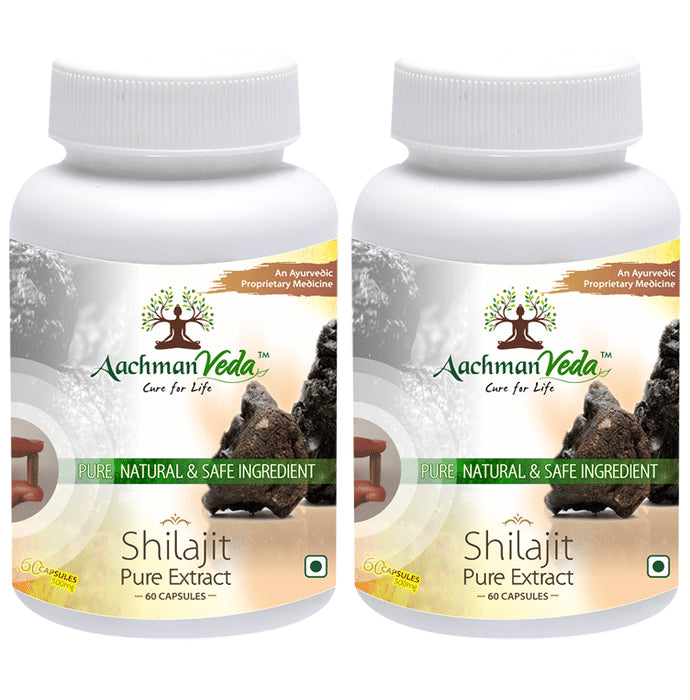 Aachman Veda Shilajit+ Pure Extract Ashwagandha with Safed Musli Capsule (60 Each) - Classic Derma