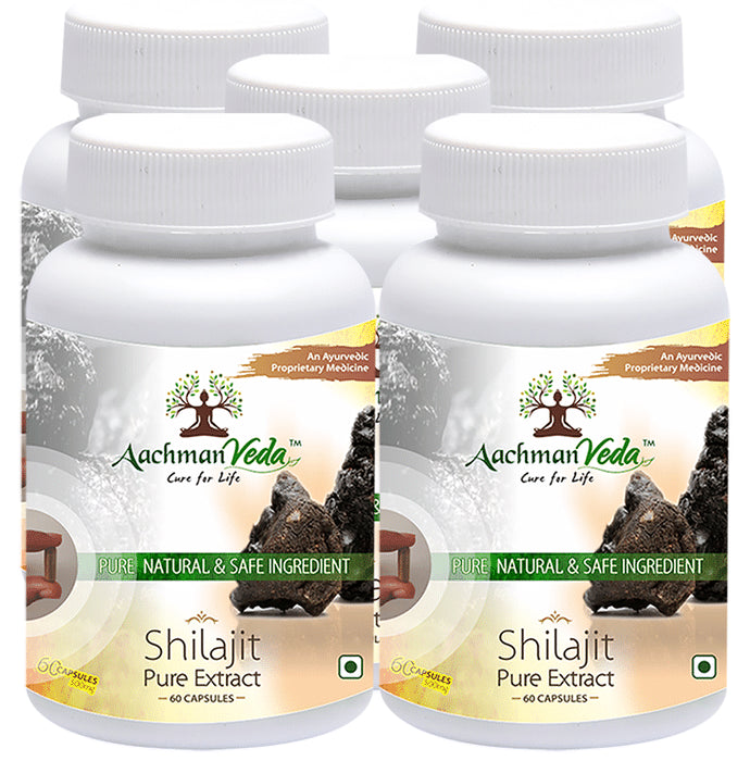 Aachman Veda Shilajit Pure Extract Capsule (60 Each) - Classic Derma