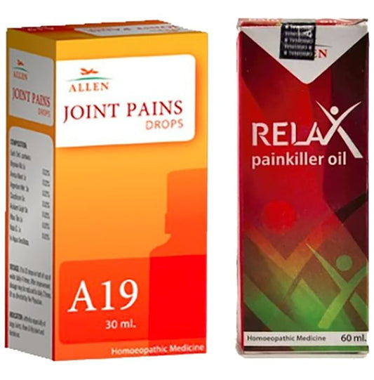 Allen Joint Care Combo Pack of A19 Joint Pains Drop 30ml & Relax Pain Killer Oil 60ml - Classic Derma