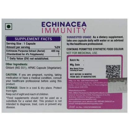 Allen Nutraceutical Echinacea Immunity 4% Polyphenols 400mg Capsule