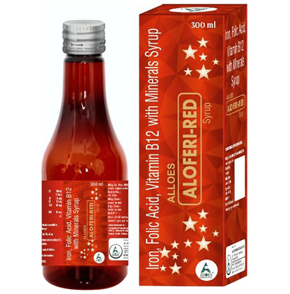 Alloes Aloferi-Red Iron, Folic Acid Vitamin B12 with Minerals Syrup - Classic Derma