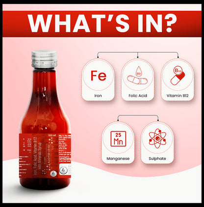 Alloes Aloferi-Red Iron, Folic Acid Vitamin B12 with Minerals Syrup