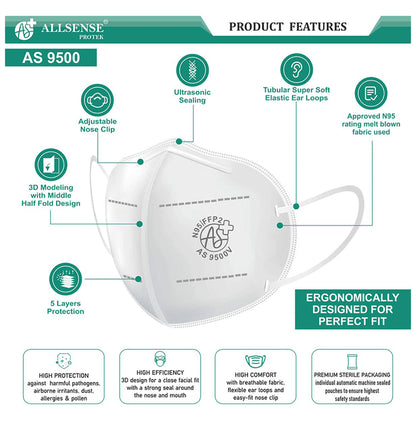 Allsense Protek AS9500 N95 FFP2 Protective Mask with Earloop