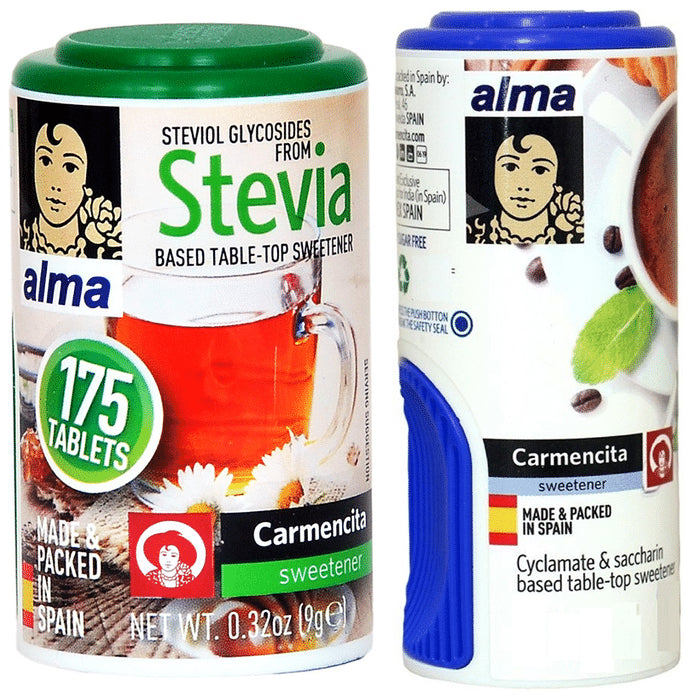 Alma Combo Pack of Sugarfree 650 Tablet and Stevia 175 Tablet Low Calorie Sweetener - Classic Derma