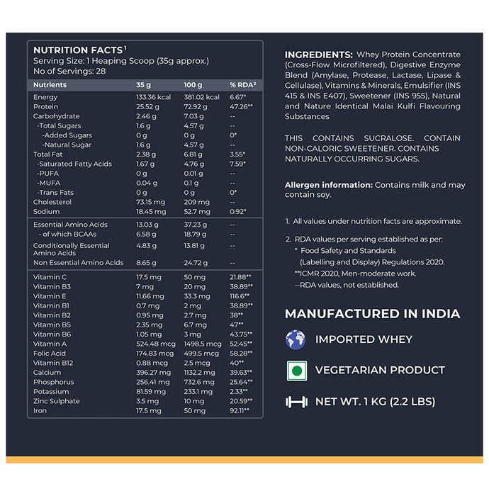 Nutrabay Concentrate Whey Protein Powder Malai kulfi