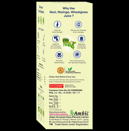 Ambic Combo Pack of Neem Karela Jamun Ras, Ashwagandha Musli and Konch Ras (500ml Each)