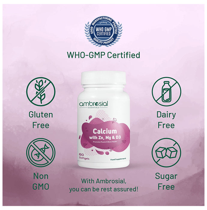 Ambrosial Essentials Calcium with Zn, Mg & D3 Softgels