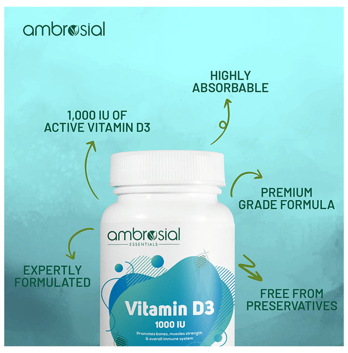 Ambrosial Essentials Vitamin D3 1000 IU Softgels