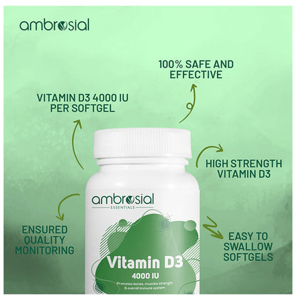 Ambrosial Essentials Vitamin D3 4000 IU Softgels