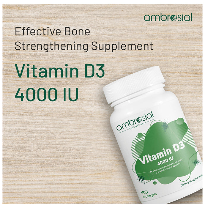 Ambrosial Essentials Vitamin D3 4000 IU Softgels