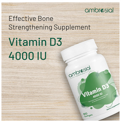 Ambrosial Essentials Vitamin D3 4000 IU Softgels