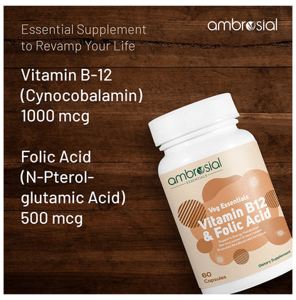 Ambrosial Veg Essentials Vitamin B12 & Folic Acid Capsule