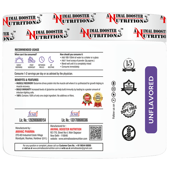 Animal Booster Nutrition Glutamine Powder Unflavored