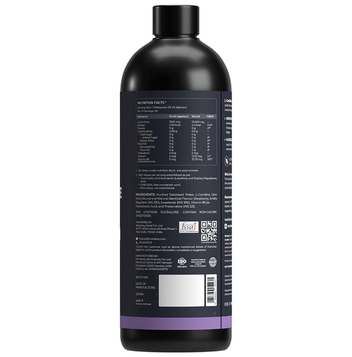 Nutrabay L-Carnitine +Vitamin B5 for Fat Loss & Faster Recovery | Flavour Raspberry Blast