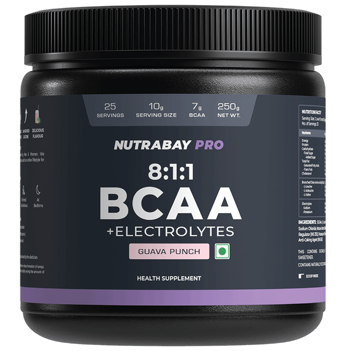 Nutrabay Pro 8:1:1 BCAA + Electrolytes Guava Punch - Classic Derma
