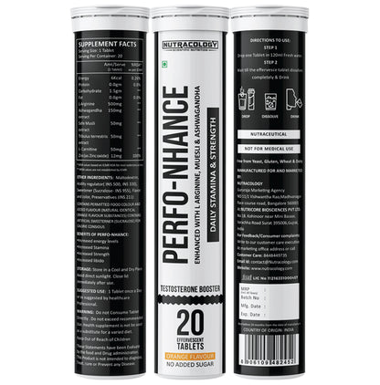 Nutracology Perfo-Nhance Testosterone Booster Effervescent Tablet (20 Each) Orange