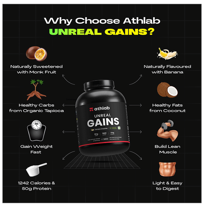 Athlab Unreal Gains Powder Banana Smoothie