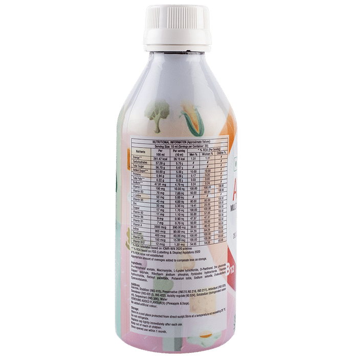 Avoforte Multivitamin & Multi-mineral Liquid Delicious Pineapple & Orange
